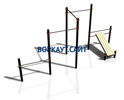 Воркаут комплекс разноуровневых турников со скамьей для пресса ВС-37 в Ярославле