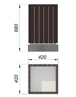 Урна деревянная квадратная с бетонным основанием МАФ 1633 в Ярославле