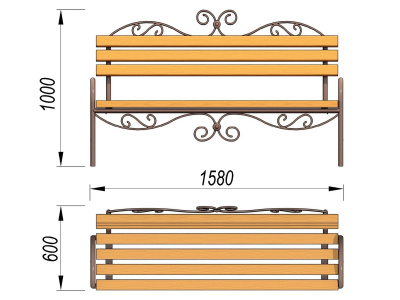 Лавочка кованная МАФ 1606 в Ярославле