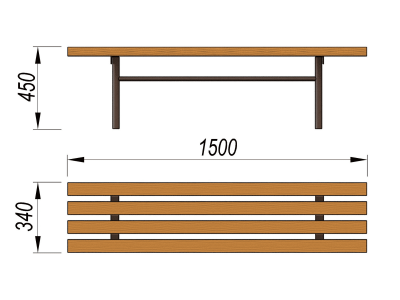 Лавочка без спинки МАФ 1601 в Ярославле