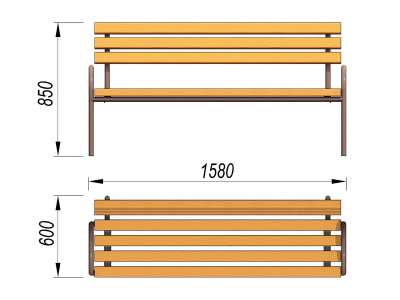 Парковая лавочка со спинкой МАФ 1605 в Ярославле