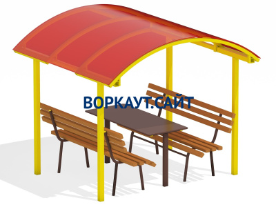 Стол и лавки под навесом МАФ 4005 в Ярославле