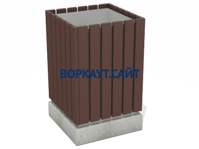 Урна деревянная квадратная с бетонным основанием МАФ 1633 в Ярославле